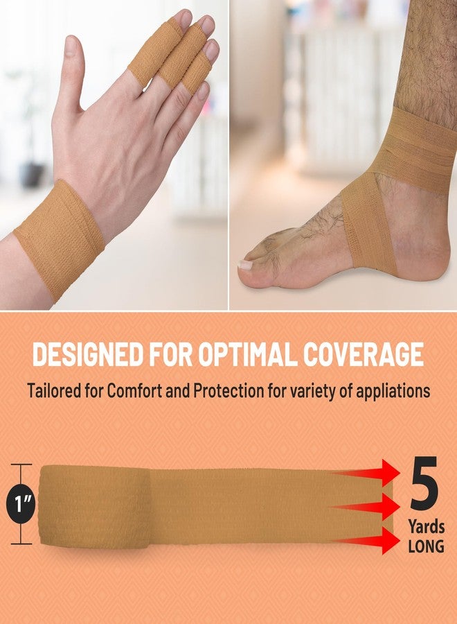 ميدكا ضمادات ذاتية اللصق - 1 بوصة × 5 ياردات لكل لفة - عبوة من 6 لفات، شريط لاصق مرن ذاتي اللصق للإسعافات الأولية لعلاج الالتواءات والتورمات والألم في الرسغ والكاحل - Image 2